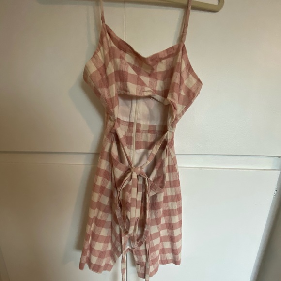 pink gingham open front mini dress - Picture 2 of 5